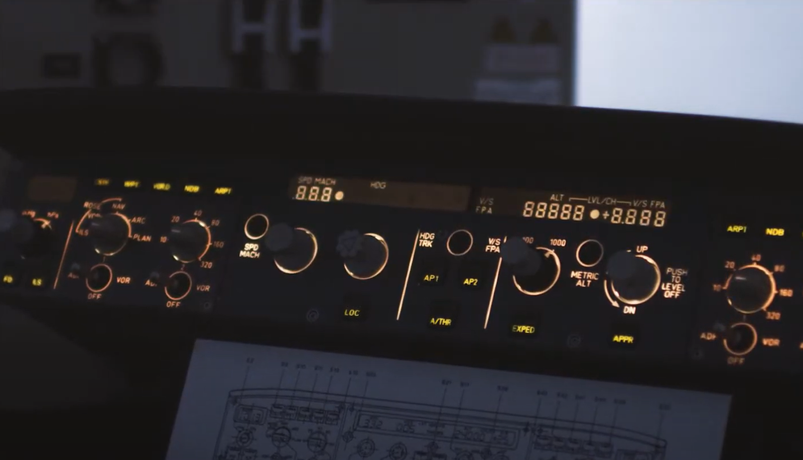 Close up of aircraft control panel