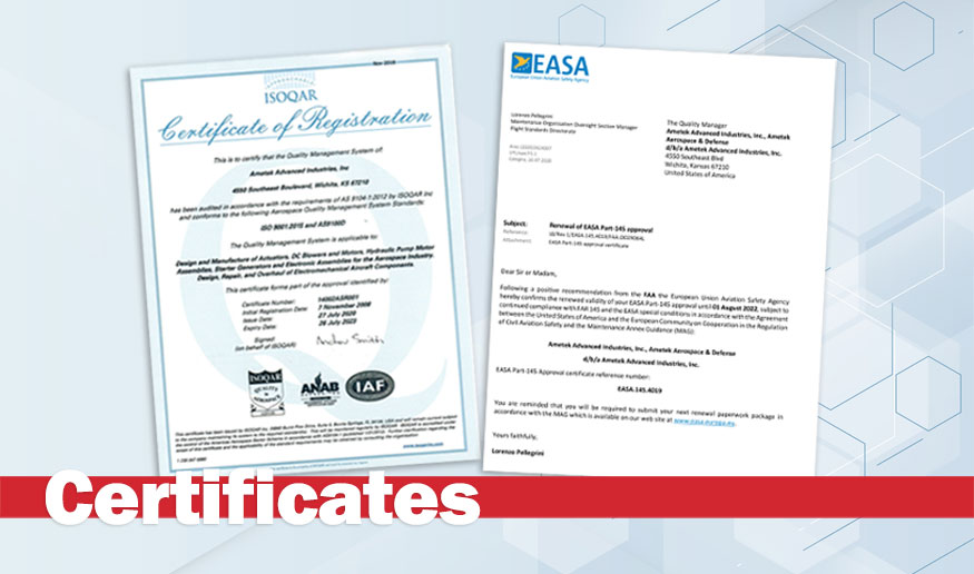 FAA and EASA Certificates