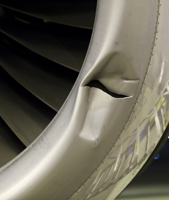 Visible damage on a aircraft reactor