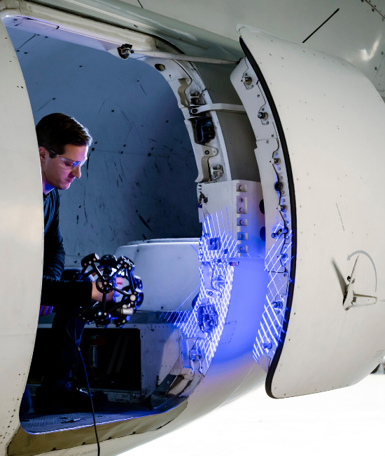 MetraSCAN 3D sacnning inside a plane