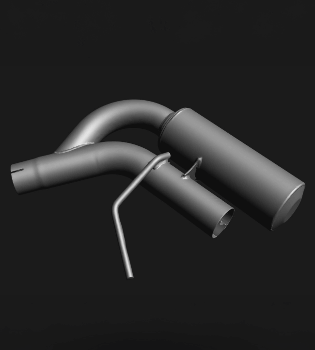 Professional finalizing the mesh of a 3D scanned exhaust component using HP DesignScan software for reverse engineering